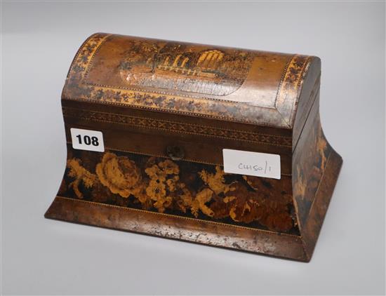 A Victorian Tunbridgeware domed box length 25.5cm